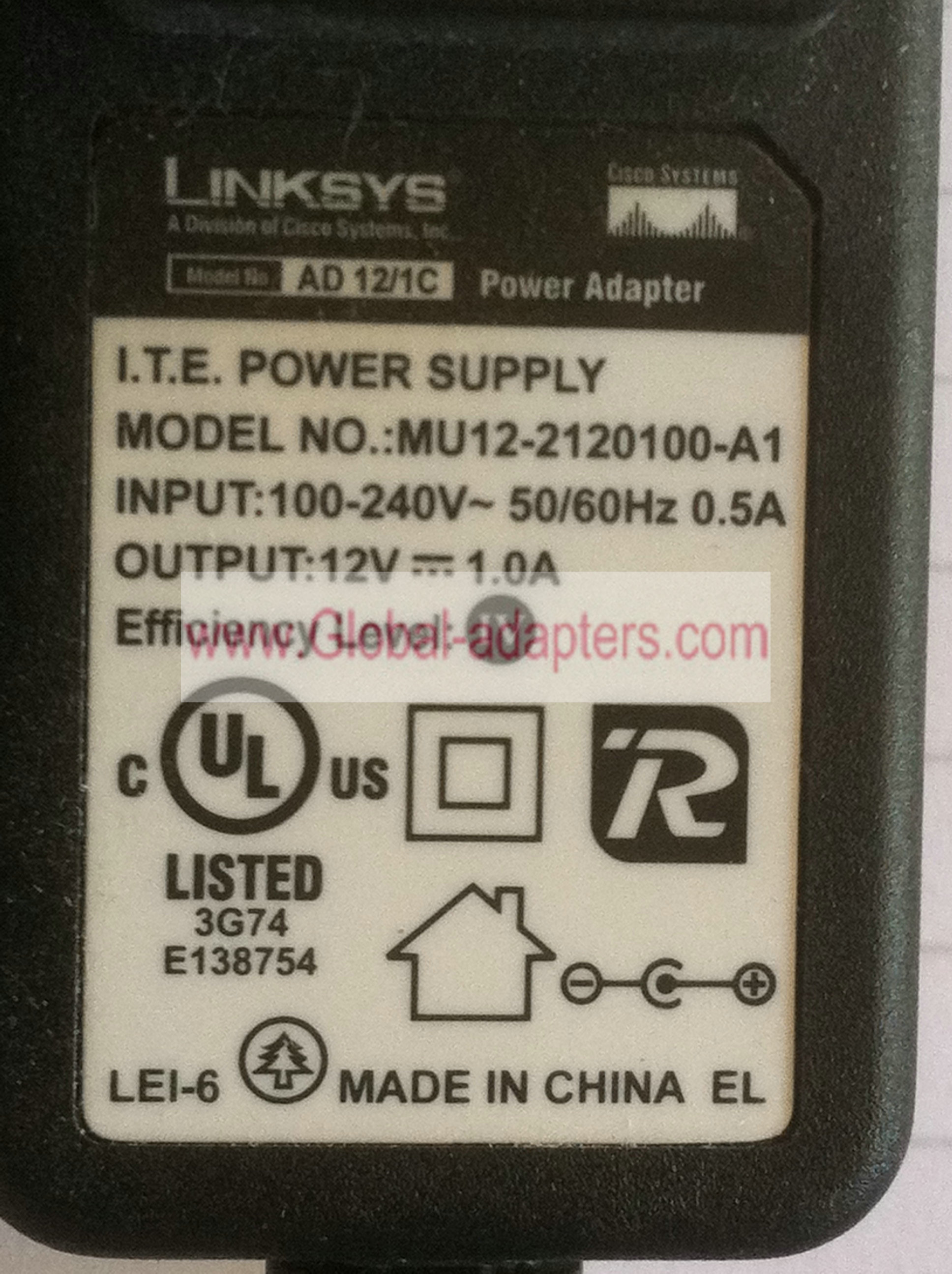 NEW Linksys MU12-2120100-A1 12v 1a AC ADAPTER FOR WRVS4400N 2103-30011204R Power Adapter